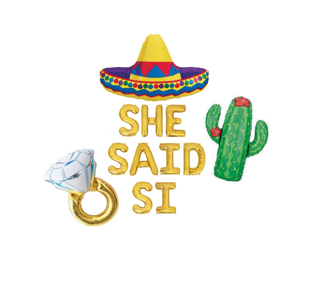 She Said Si She Said Yes Balloons Engagement Party Decor Fiesta Balloon Sign Engaged Bachelorette... | Etsy (US)