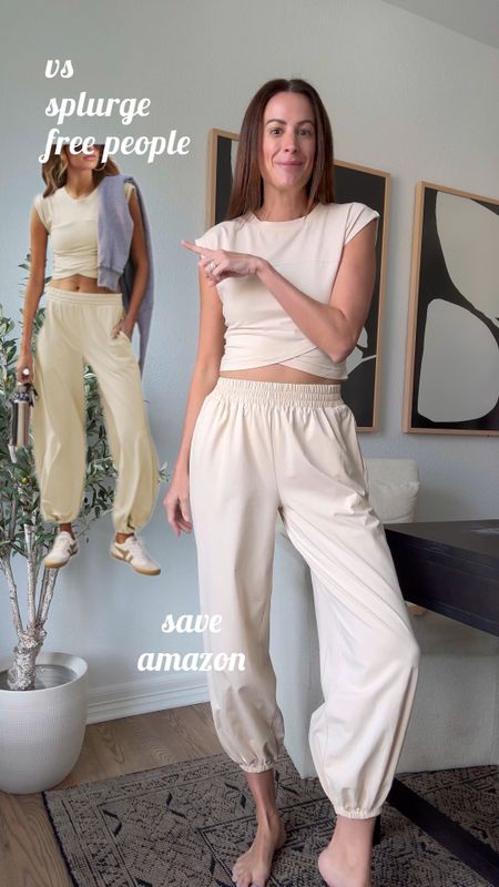 WHAT A FIND!!!! this is nearly identical and sooo freaking cute! Comes in 10 colors and fits tts. I’m wearing a S and I am 5’10 for length reference! Free people set, amazon find, save vs splurge, travel set, cozy set. 

#LTKfindsunder50 #LTKstyletip #LTKtravel