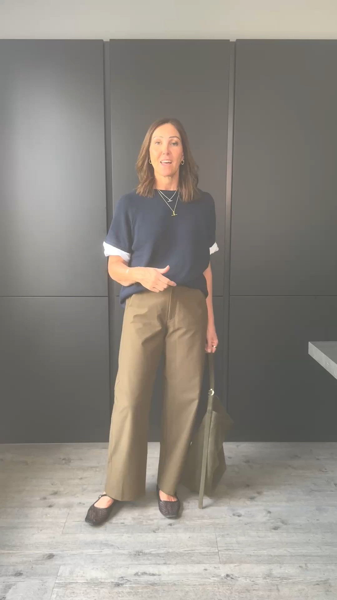 Simple OOTD with one of my favourite colour combinations.
This knitted tee has a lovely detail at the sleeve and is really light, these trousers are a great shape and I love this khaki. 
I’m in a M in both x

#LTKuk #LTKautumn #LTKover50style