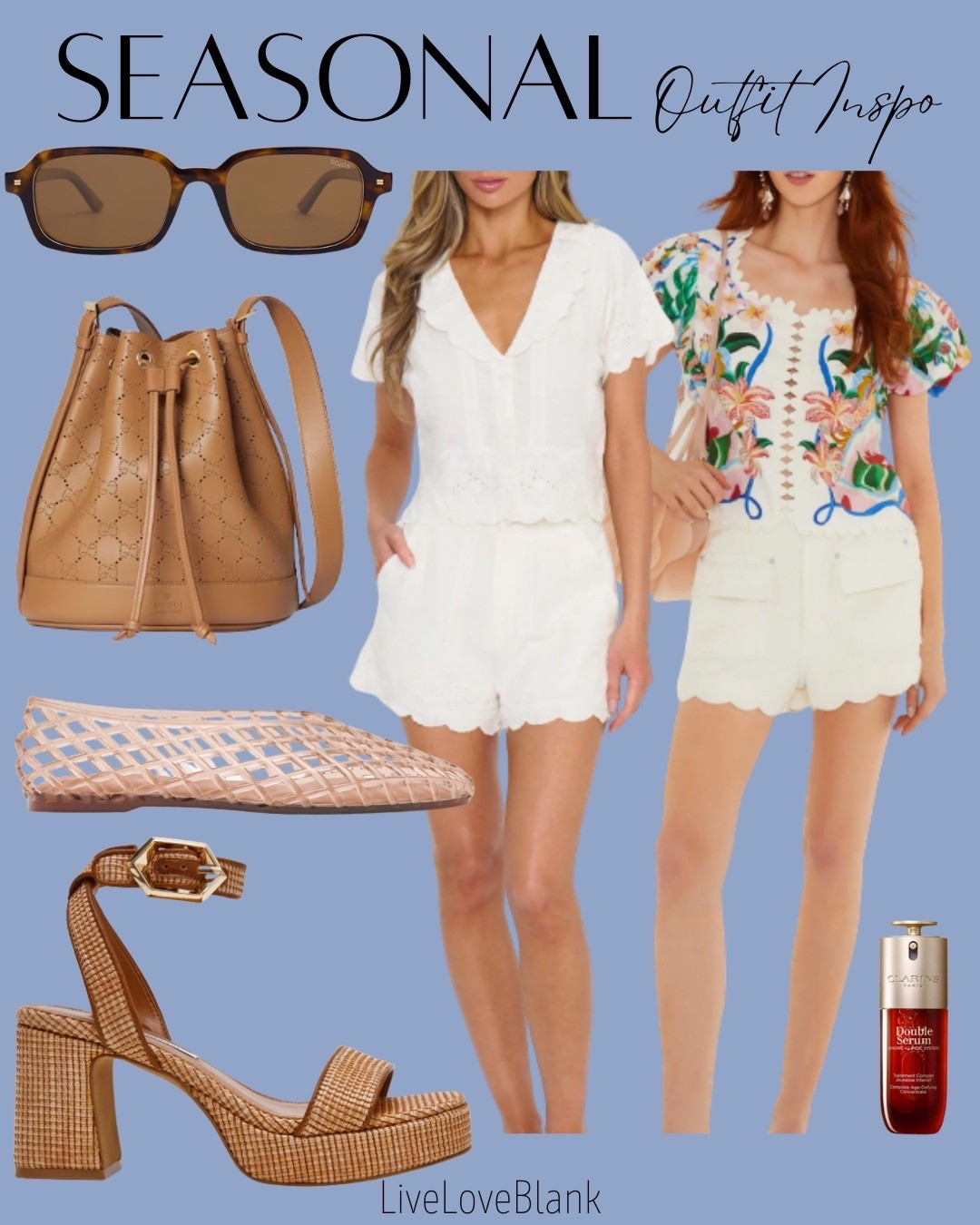 Seasonal outfits 
Summer style 
Scalloped shirts 
Farm Rio 
Outfits for her
Vacation style 
@nordstrom 
@gucci

#LTKSeasonal #LTKTravel #LTKOver40