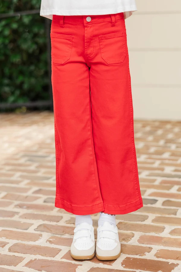 Girls: Give It Your All Red Wide Leg Denim | The Mint Julep Boutique