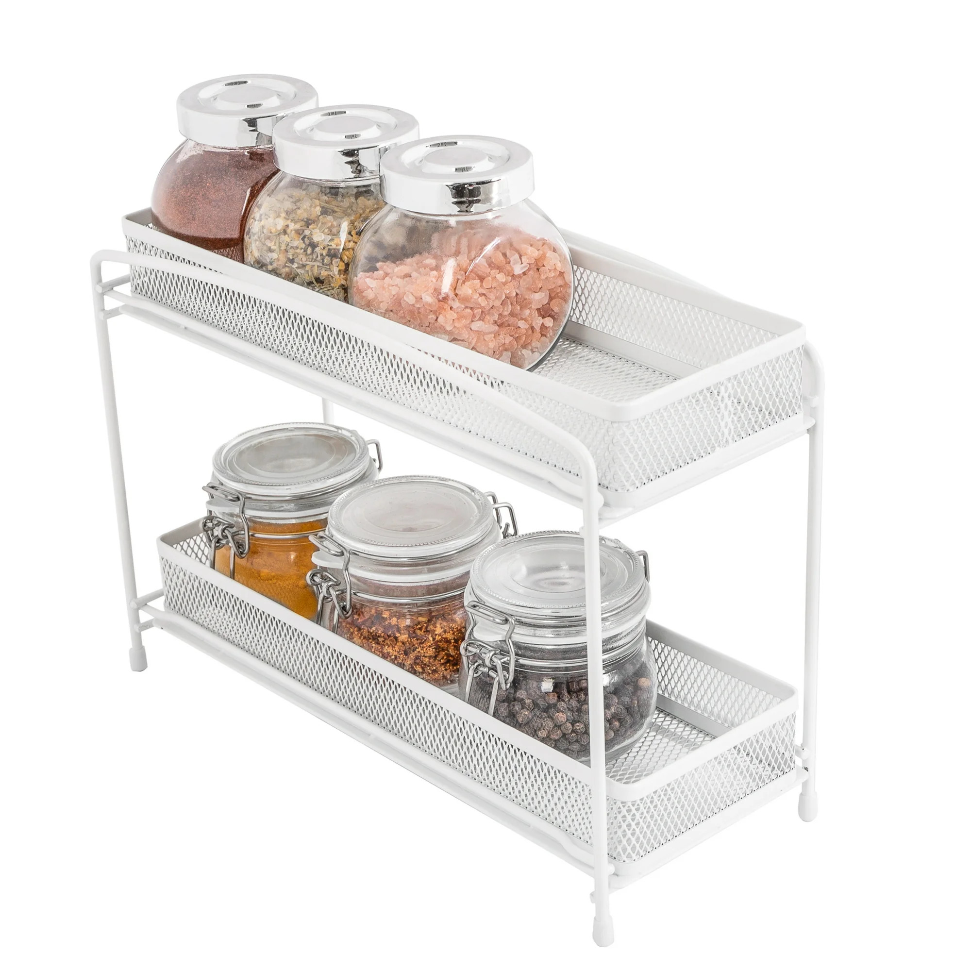 Mainstays 2-Tier Pull-Out Spice Organizer, White - Walmart.com | Walmart (US)