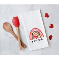 Valentine's Day Rainbow Tea Towel - Valentine Decor Flour Sack Farmhouse Heart Kitchen Housewarming Gift | Etsy (US)