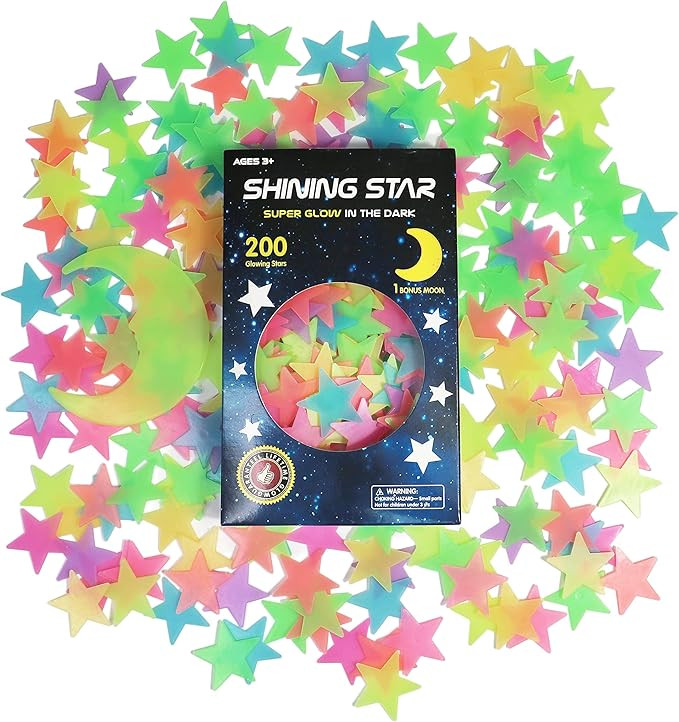 Glow in The Dark Stars Stickers for Ceiling, Adhesive 200pcs 3D Glowing Stars and Moon for Kids B... | Amazon (US)