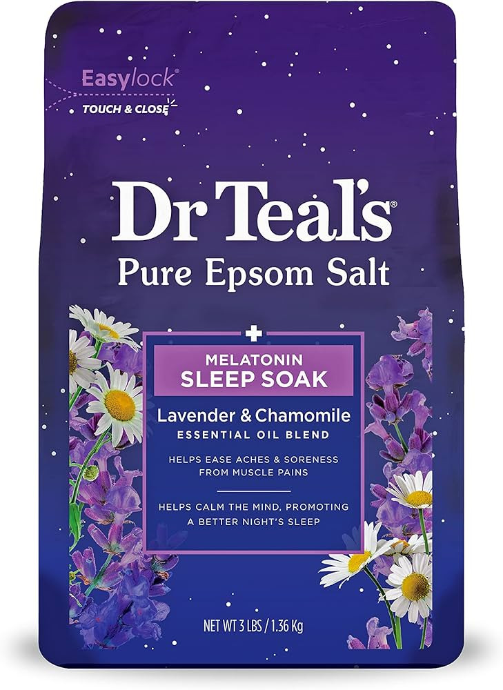 Dr Teal's Pure Epsom Salt Soak, Sleep Blend with Melatonin, Lavender & Chamomile Essential Oils, ... | Amazon (US)