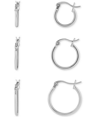 Polished Hoop Earrings Set in 18k Gold over Sterling Silver, Created for Macy's - Macy's | Macy's