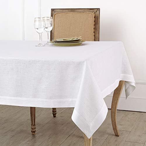 Solino Home White Linen Tablecloth - 60 x 120 Inch Fete - Handcrafted Machine Washable Tablecloth... | Amazon (US)