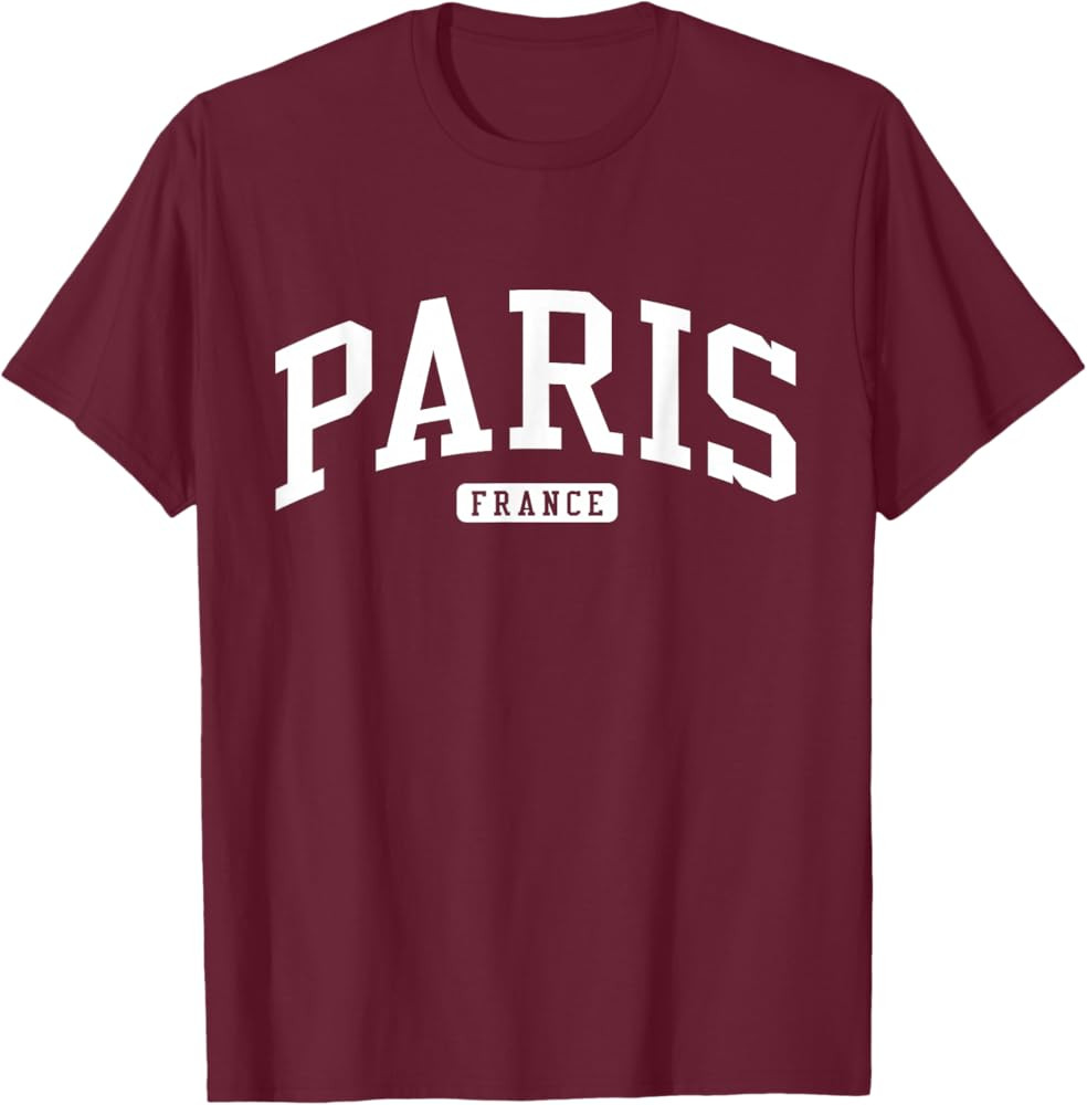 Paris France College University Style T-Shirt | Amazon (US)