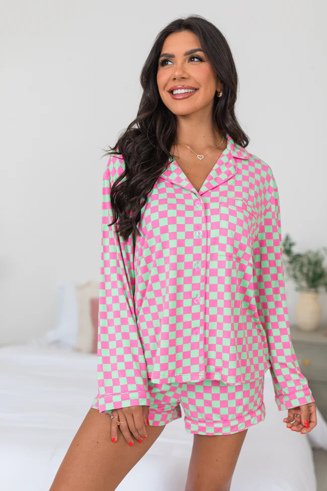 Under The Stars In Watermelon Crawl Long Sleeve Bamboo Pajama Top | Pink Lily