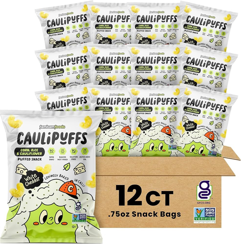Caulipuffs, White Cheddar Cheese Puff Snacks – Light and airy with the perfect chunch - gluten-... | Amazon (US)