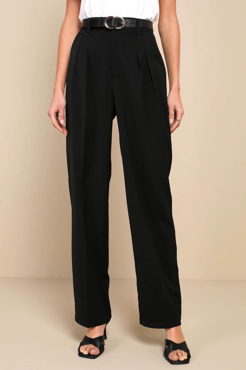 Chic Mindset Black High-Rise Wide-Leg Trouser Pants | Lulus
