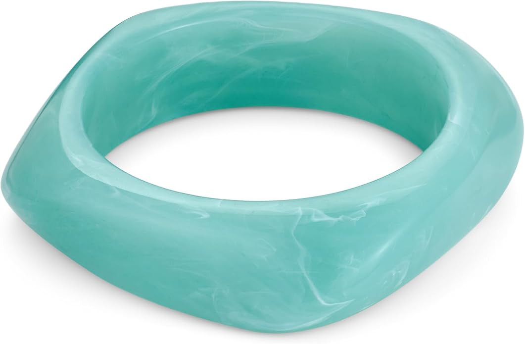 Chunky Acrylic Bangles Bracelets For Women Geometric Acrylic Resin Acetate Mottled Wide Bangle Br... | Amazon (US)