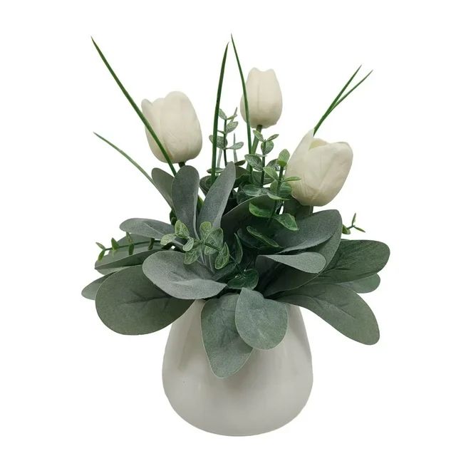 Way to Celebrate Artificial Flowers Tulip Potted Tabletop Decor Fake Plants Tree In Pot Home Wedd... | Walmart (US)