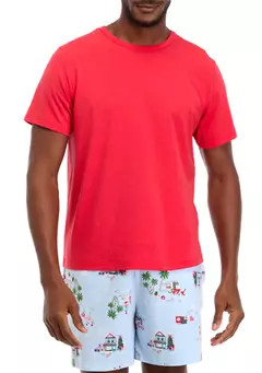 PAJAMARAMA Men's Holiday Shopping Solid Short Sleeve Pajama Top | Belk