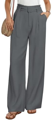 GRACE KARIN Linen Pants Women, Wide Leg High Waisted Belted Paper Bag Trousers, 2026 Summer Busin... | Amazon (US)