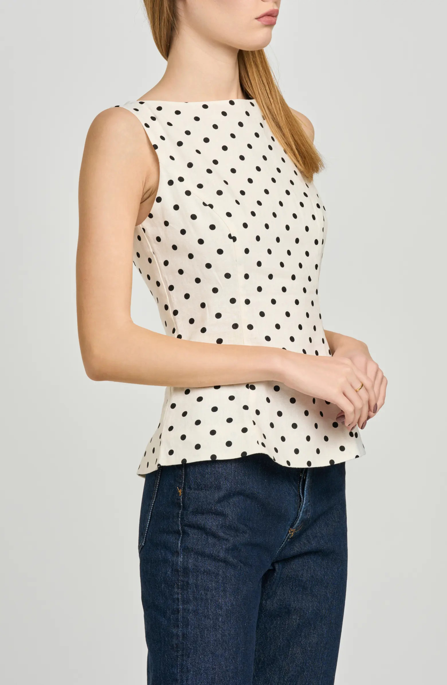 Arielle Polka Dot Boat Neck Top | Nordstrom