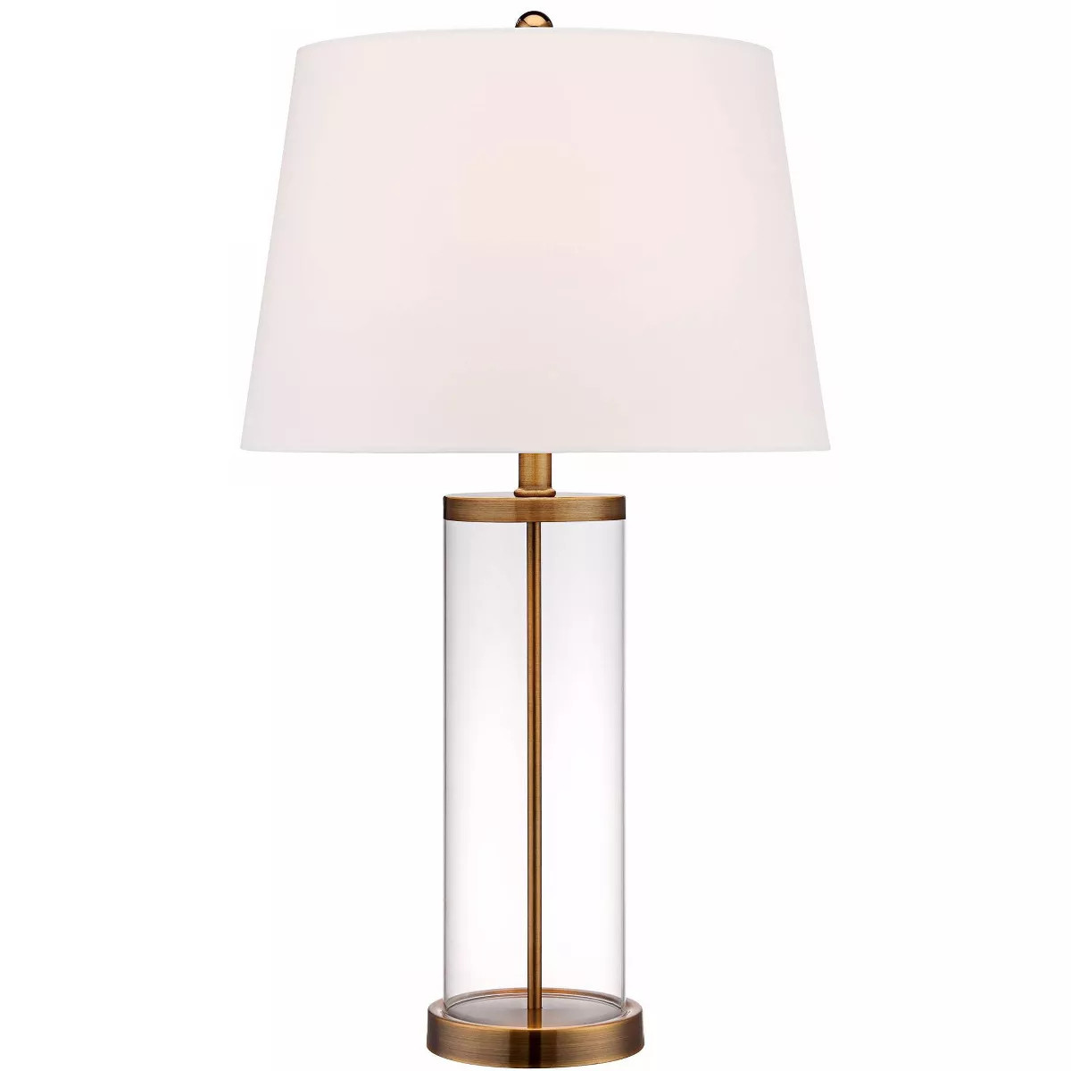 360 Lighting Coastal Table Lamp 26" High Glass Cylinder Gold Fillable White Drum Shade for Living... | Target