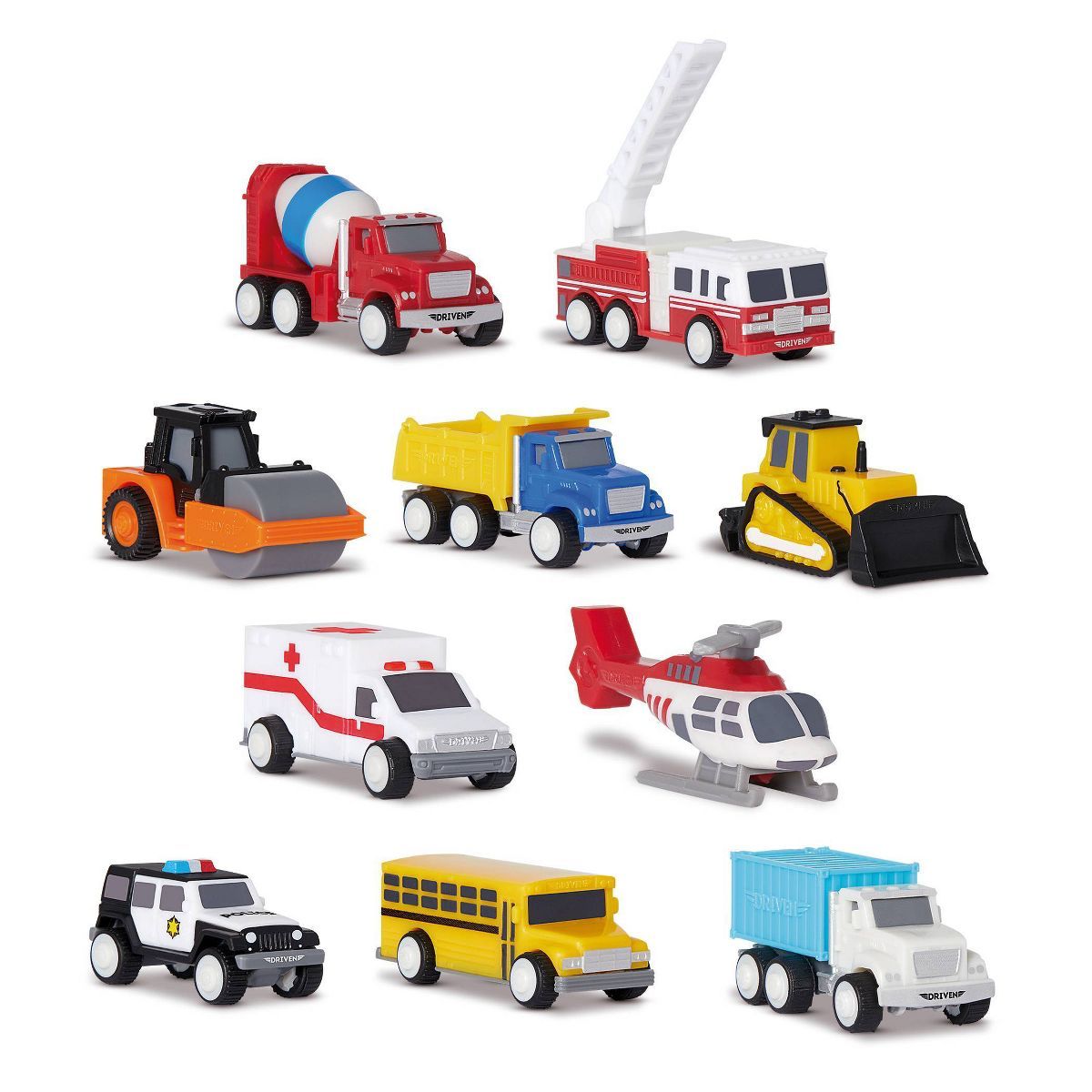 DRIVEN – Mini Toy Trucks and Work Vehicles – Pocket Fleet Multipack - 10 pc | Target