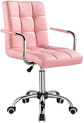 YAHEETECH Desk Chairs with Wheels/Armrests Modern PU Leather Office Chair Height Adjustable Home ... | Amazon (US)