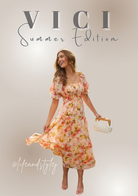 The Floral Fantasy Skies Smocked Tiered Puff Sleeve Maxi Dress combines romantic florals with a whimsical silhouette. Perfect for garden parties, weddings, or a stroll through a blooming park, this dress pairs beautifully with strappy sandals and delicate jewelry. Embrace your inner romantic and let this dress be your statement piece for any special occasion.

#LTKSeasonal #LTKstyletip #LTKfindsunder100
