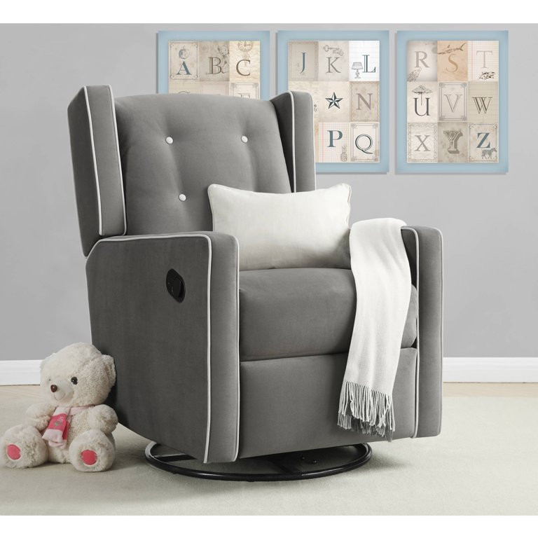 Baby Relax Mikayla Swivel Gliding Recliner, Gray Microfiber | Walmart (US)