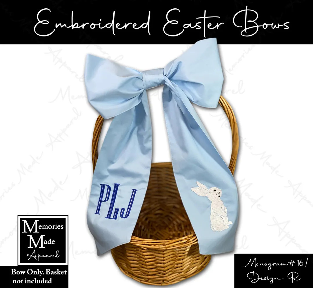 Personalized Easter Basket Bow, Easter Basket Custom, Embroidered Easter Bow for Basket, Personal... | Etsy (US)
