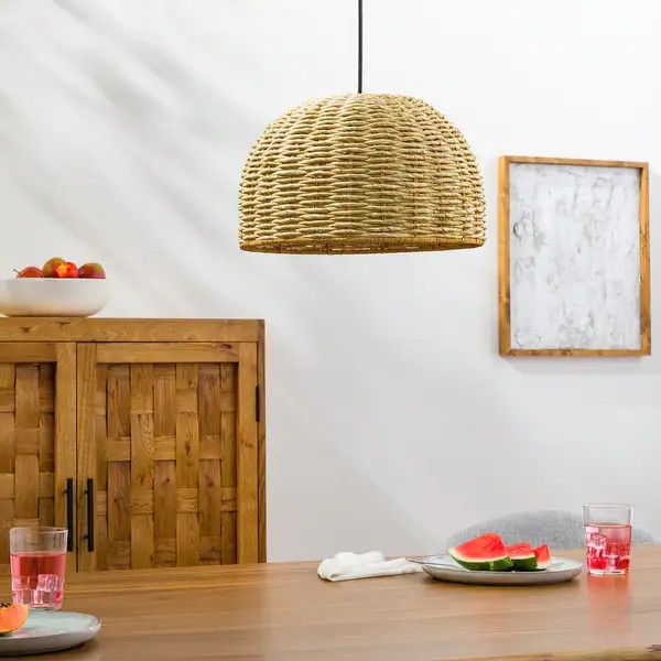 Maseere Seagrass Coastal Basket Pendant Light - 67"H x 14"W x 14"D | Bed Bath & Beyond