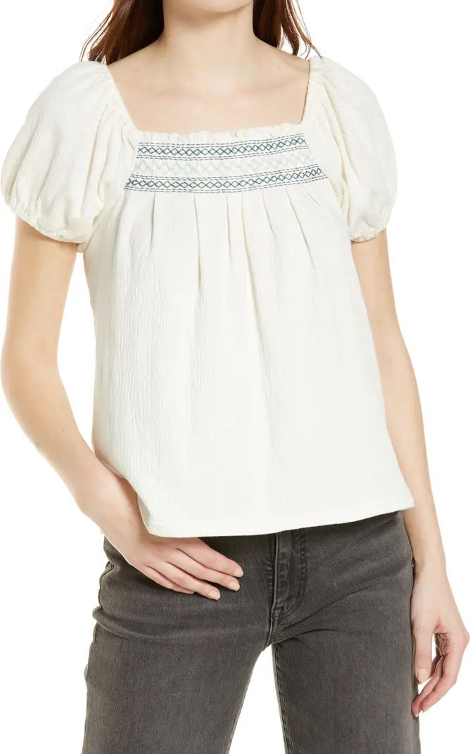 Embroidered Square Neck Top | Nordstrom