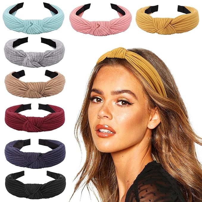 DRESHOW 8 Pack Knotted Headbands For Women Girls Soft Knitted Headbands Hair Bands Accessories | Amazon (US)
