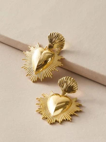 1pair Radiation Heart Drop Earrings | SHEIN