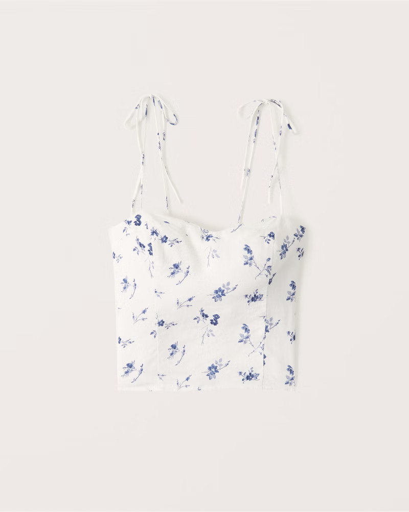 Sweetheart Tie-Strap Linen Cami | Abercrombie & Fitch (US)