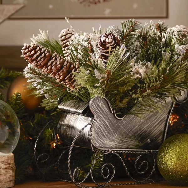 Patnode Pine Sleigh with 6 Tipped Cones | Wayfair North America