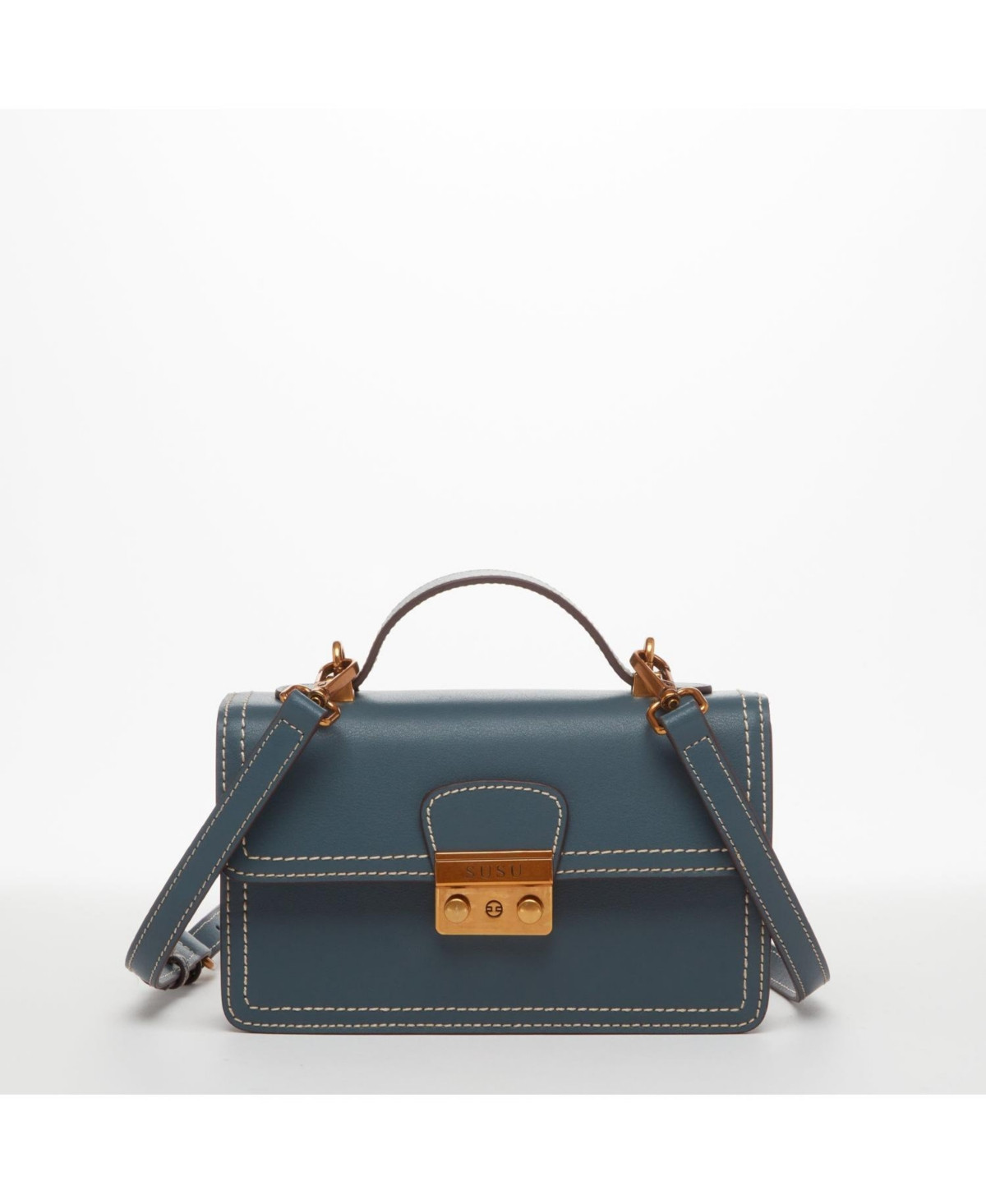 Susu Blue Leather Crossbody Bag Small Cute Purse for Women with Top Handle and Adjustable Strap - Blue | Macy's