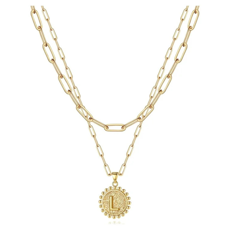 TINGN Gold Initial Necklaces for Women Girls 14K Gold Plated Dainty Layering Paperclip Link Chain... | Walmart (US)