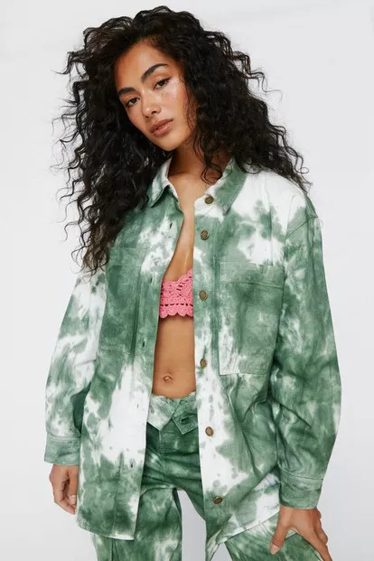 Tie Dye Oversized Denim Shacket | Boohoo.com (US & CA)
