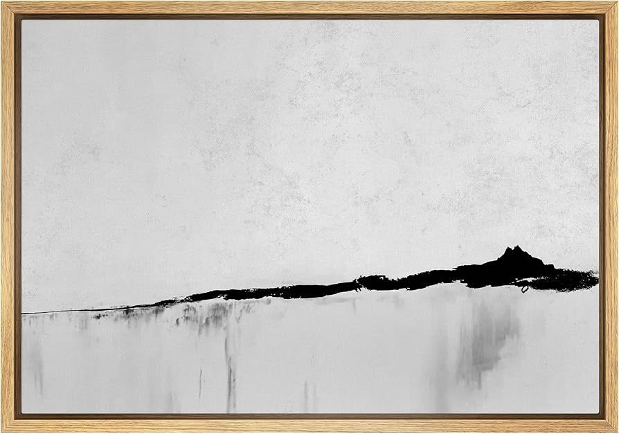 SIGNWIN Framed Canvas Print Wall Art Gray Black Stripe Watercolor Color Field Abstract Shape Illu... | Amazon (US)