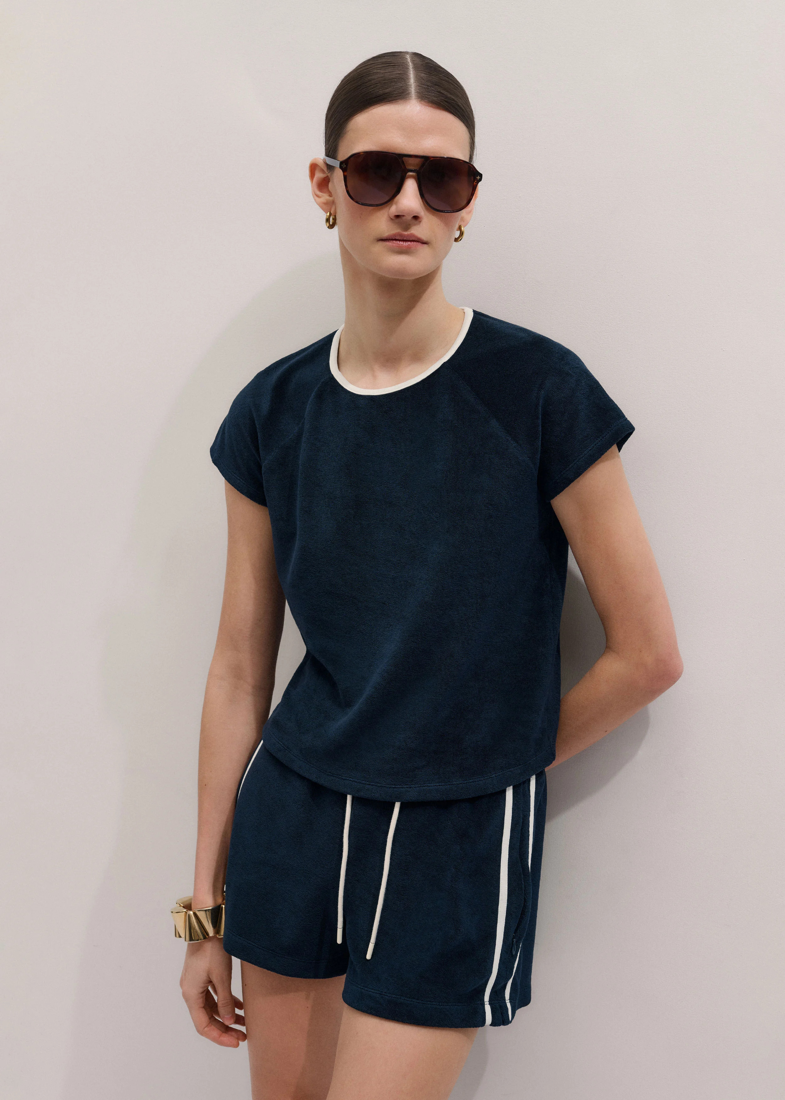 Rib Trim Baby Tee Towelling Jersey | ME+EM Global (Excluding US)