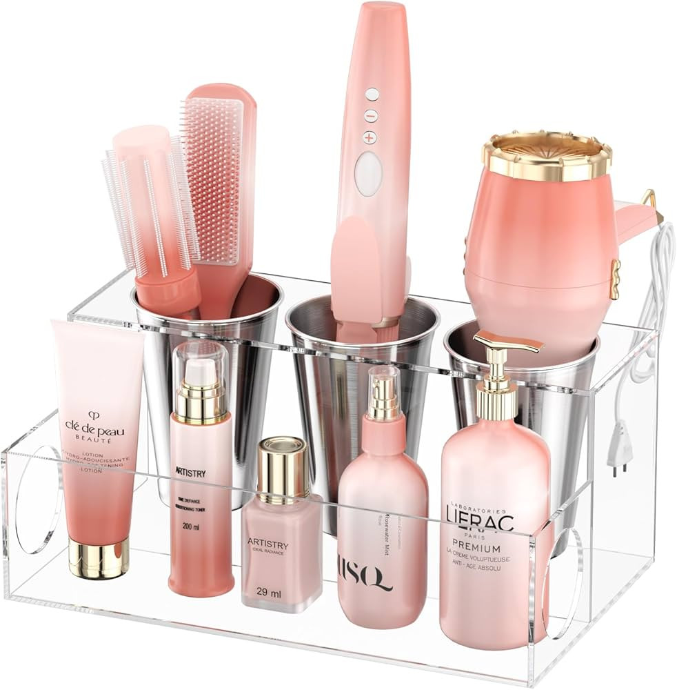 NIUBEE Hair Tool Organizer, Clear Acrylic Hair Dryer and Styling Organizer, Bathroom Countertop B... | Amazon (US)