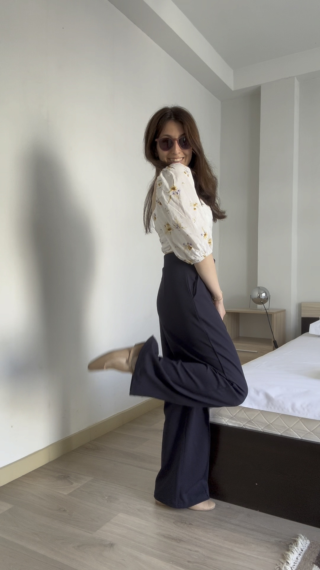 A casual outfit for a warm day in Greece. The day before the wedding was a chill day so we went for a last minute shopping with our friends and grabbed sothing to eat. I wore a floral crop top and I combined it with a navy blue pair of wide trousers and ballet flats to be comfortable.

#LTKtravel #LTKshoes #LTKeurope