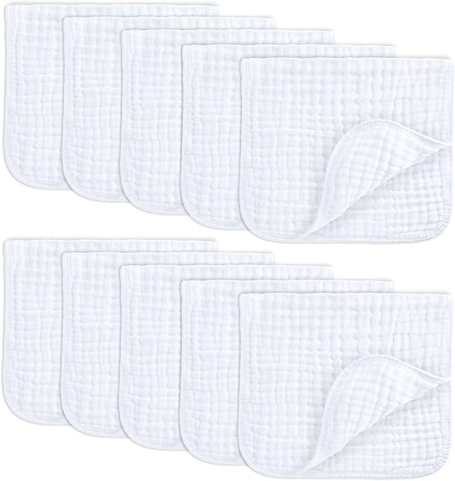 Comfy Cubs Muslin Burp Cloths 20" x 10", Pack of 10 - Large, 6-Layer, Ultra Absorbent 100% Cotton... | Amazon (US)