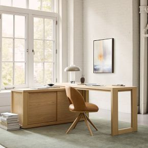 Cutler Oak L-Shaped Storage Desk (68") | West Elm (US)