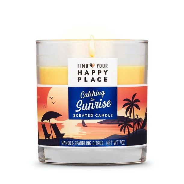 Find Your Happy Place Scented Candle, Catching The Sunrise, Mango And Sparkling Citrus, For Room-... | Walmart (US)