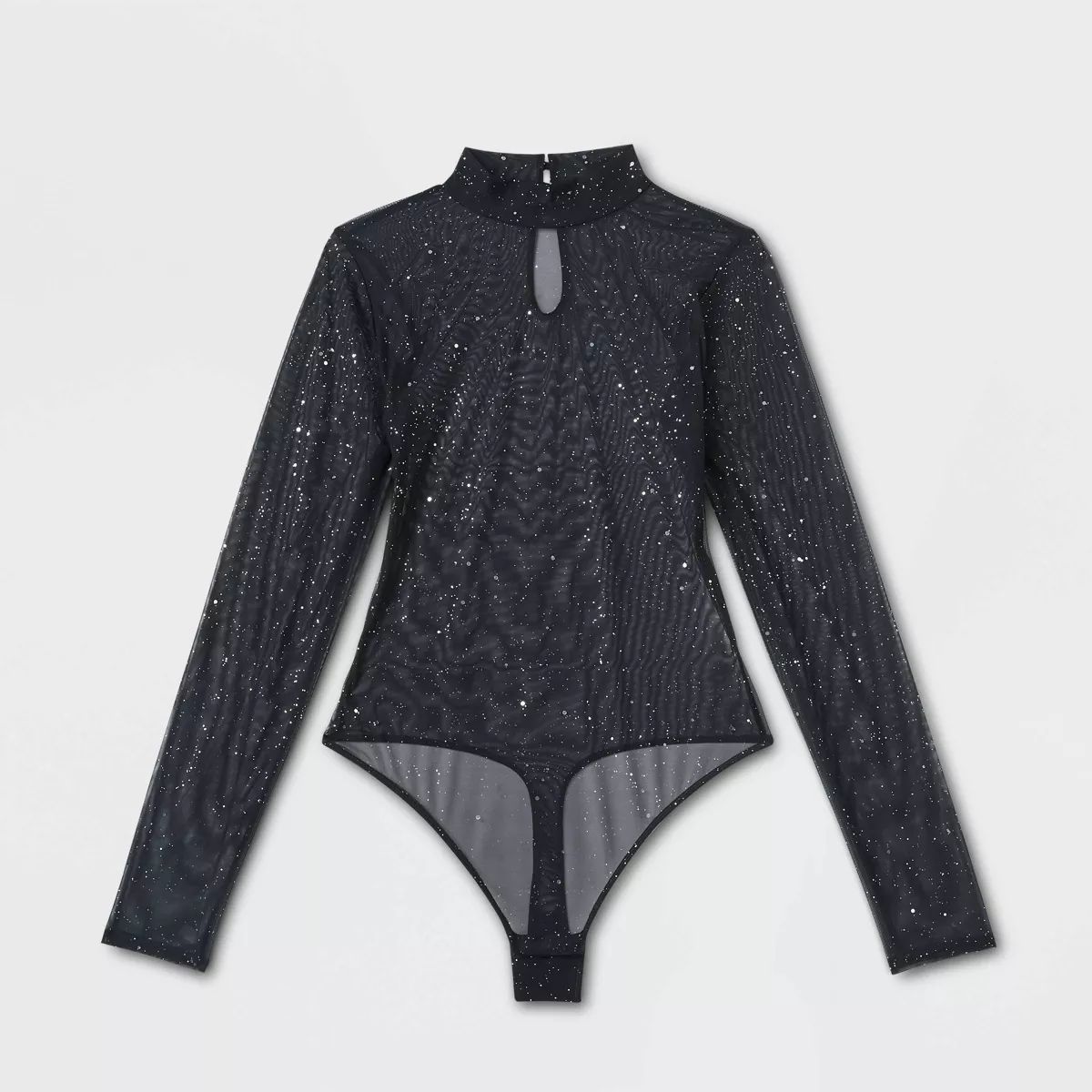 Women's Sequin Mesh Long Sleeve Lingerie Bodysuit - Auden™ Black M | Target