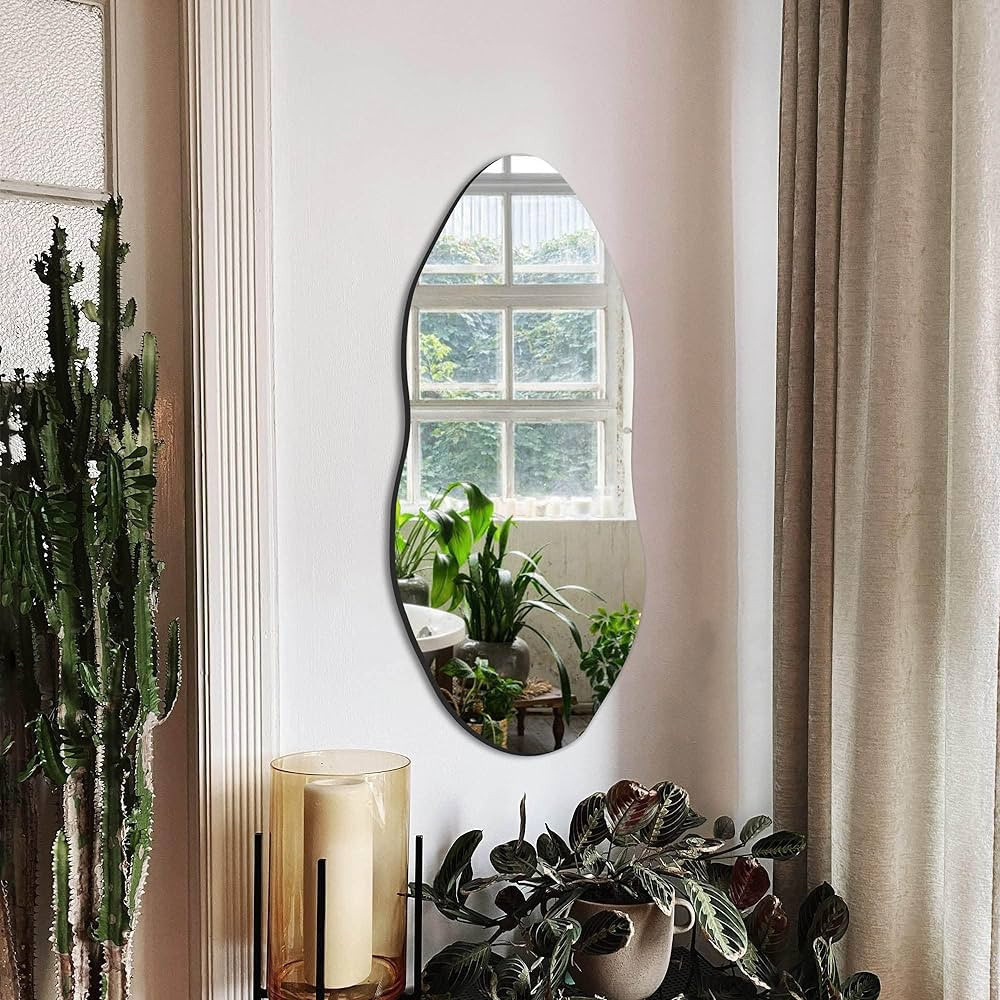 Delma Irregular Wall Mirror for Wall, Entryway, Bedroom, Asymmetrical Mirror with Hooks, Cloud Mi... | Amazon (US)