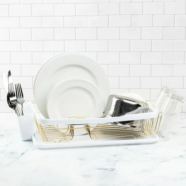 Thyme & Table Dish Rack with Cutlery Holder, White | Walmart (US)