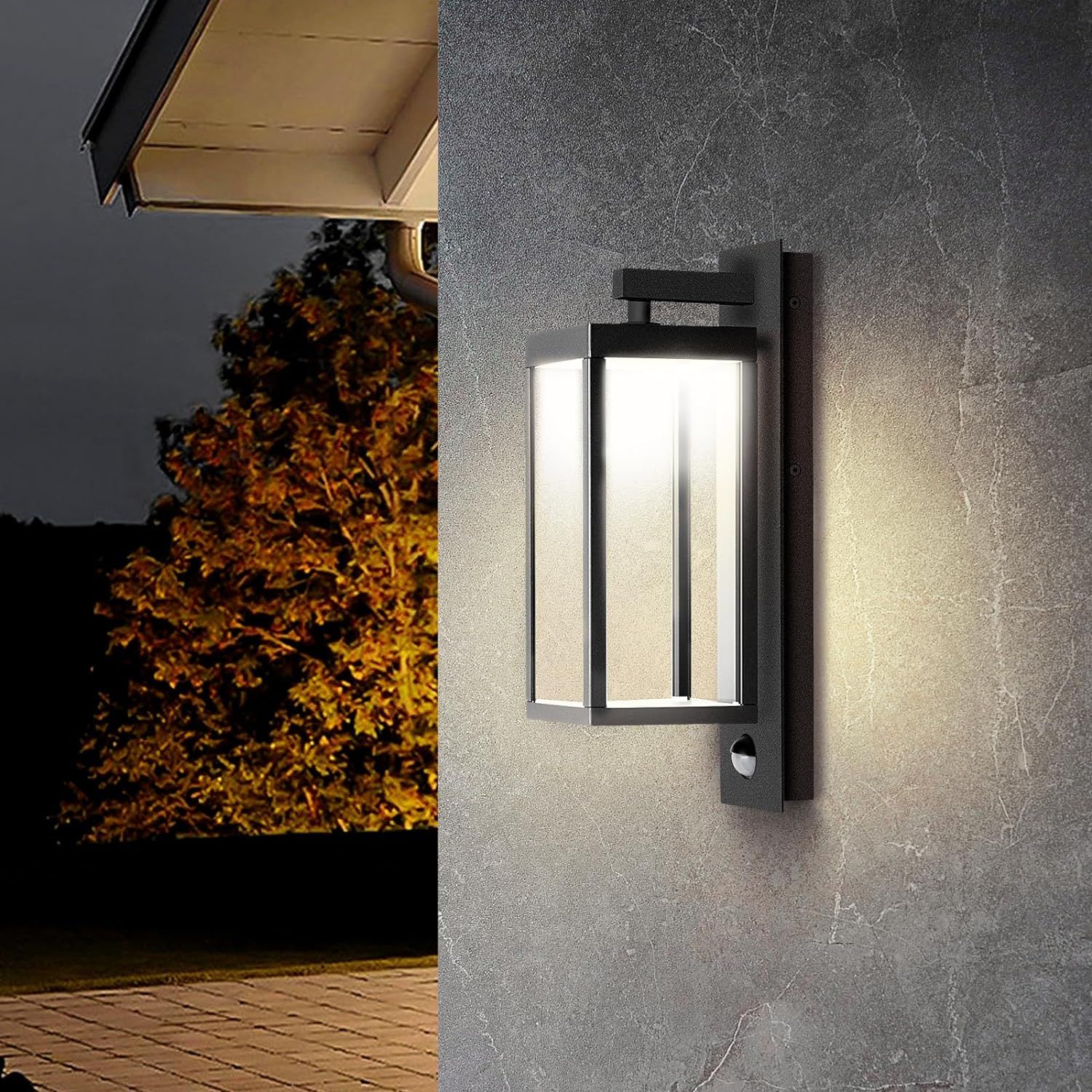 illumishin Motion Sensor Outdoor Wall Light LED Wall Sconce Black Mount Waterproof Exterior Light... | Amazon (US)