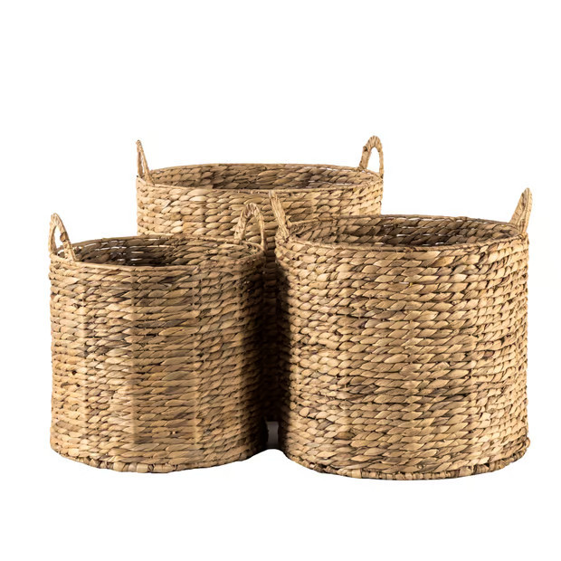 Natural Susan Braided Woven Baskets 3 Piece Set | Rugs USA