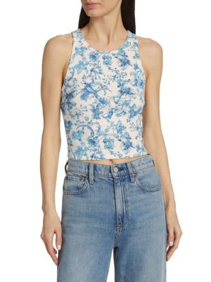 Allen Floral Stretch-Cotton Tank | Saks Fifth Avenue OFF 5TH