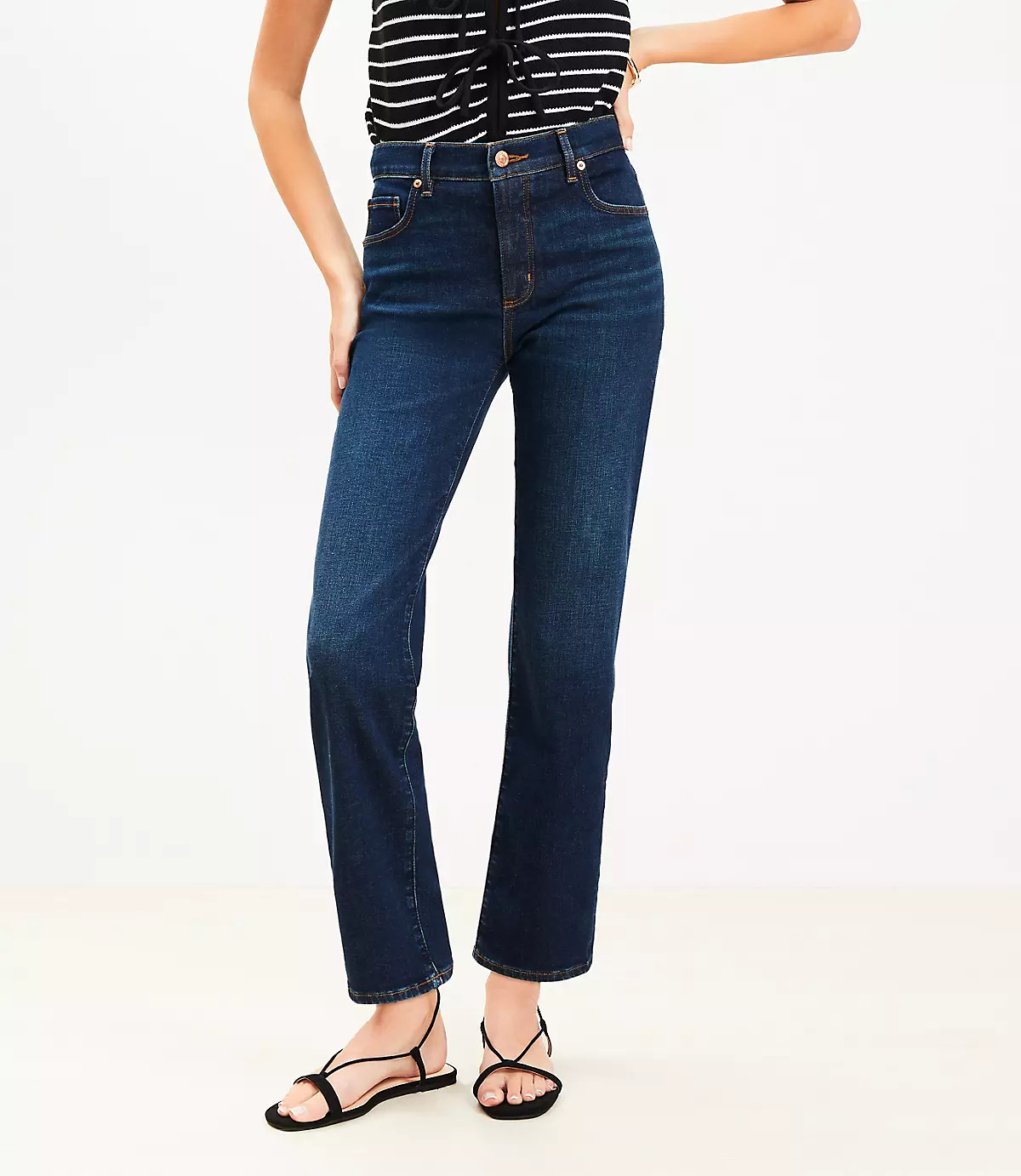 Mid Rise Slim Jeans in Rich Dark Indigo Wash | LOFT