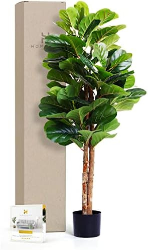 Homelux Theory 4 Ft Fiddle Leaf Fig Tree Artificial Plant Decor | 84 Leaves Tall Fake Tree Ficus Tre | Amazon (US)